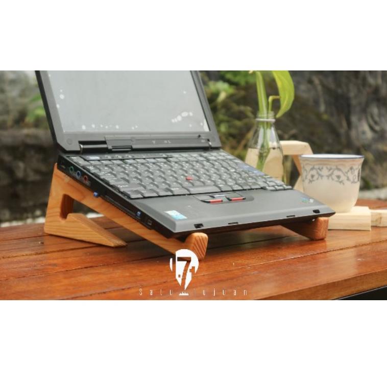 <LiF ✮> standing laptop notebook / stand laptop notebook /notebook laptop holder kayu jati belanda p