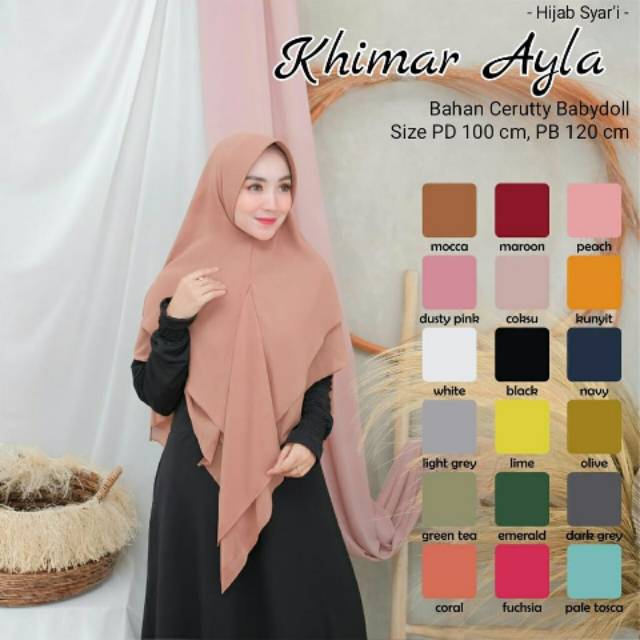 HIJAB / JILBAB KHIMAR SYAR'I PREMIUM - KHIMAR AYLA - BAHAN CERUTY BABYDOLL