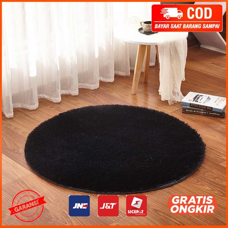 Karpet Bulu Model Bulat Plush Shaggy Soft Round 80CM - MP100