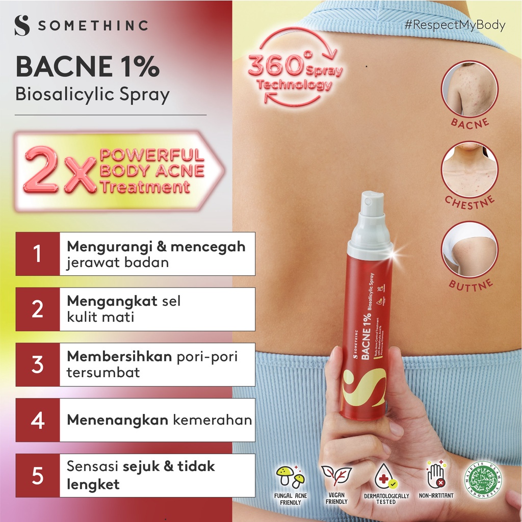 SOMETHINC Bacne 1% Biosalicylic Spray Jerawat Badan &amp; Jerawat Punggung - JB