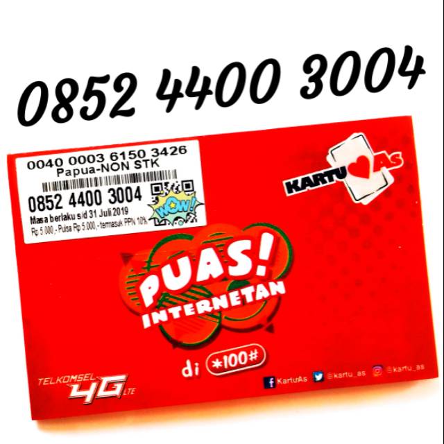 Nomor Cantik Telkomsel Kartu As Rapi Simpel 4400 3004