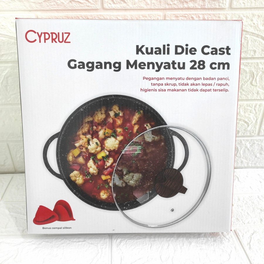 Cypruz Wok Pan Wajan Penggorengan Die Cast Kuali Gagang menyatu 28cm