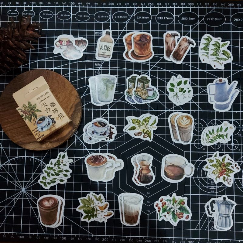 

stickystickerid 46pcs its coffee time mini sticker