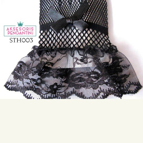 [READY STOCK] SARUNG TANGAN HITAM NET AKSESORIS PENGANTIN WEDDING GLOVES STH003