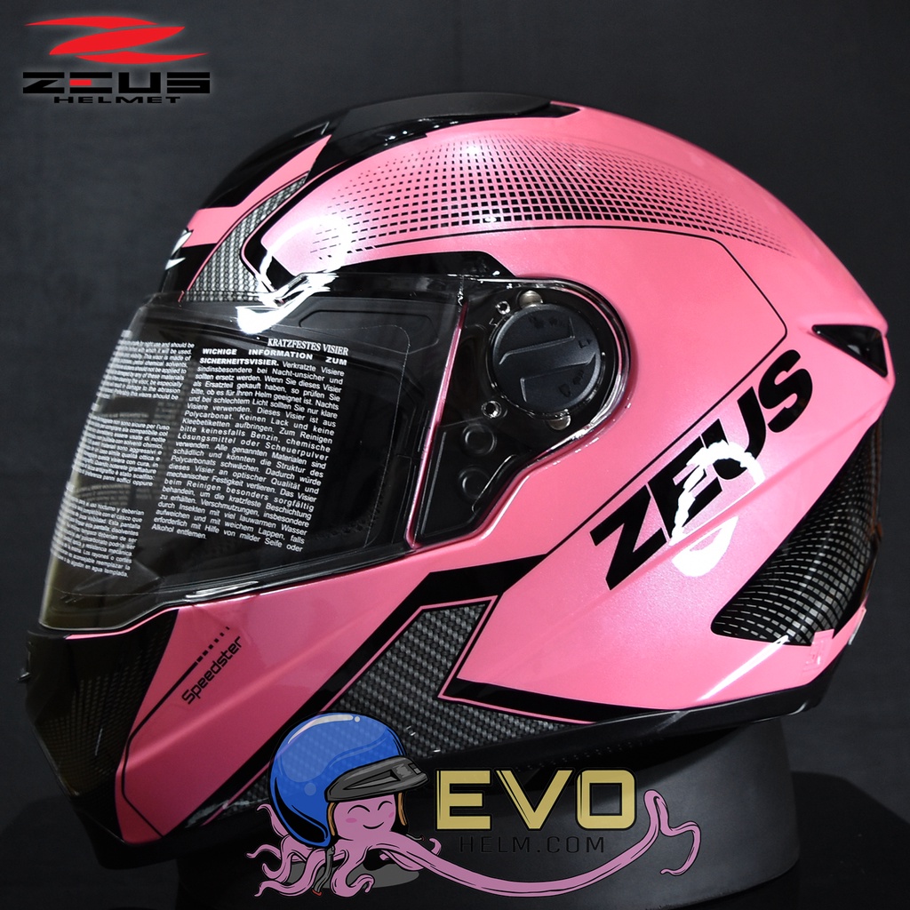 HELM ZEUS FULL FACE PINK AL6 BLACK - FREE SMOKE VISOR ZEUS ORIGINAL ( ONGKIR 2KG )