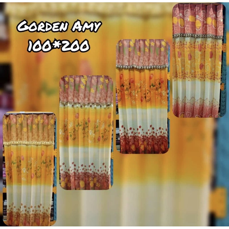Gorden Ami Plisket Jepit Motif Bunga Tulip Minimalis / Horden Pintu Murah Ukuran 100x200 Free Kawat S