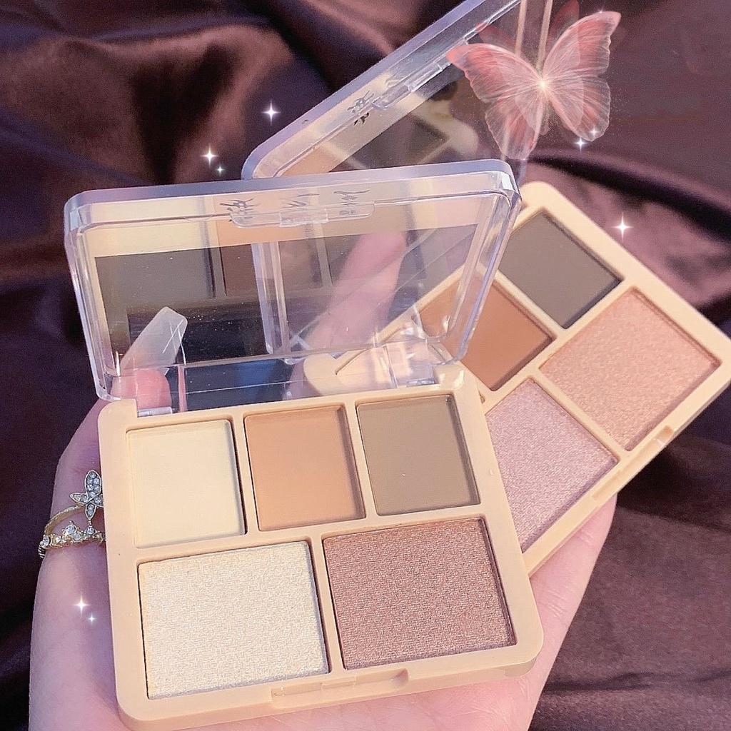 Eyeshadow Nude Matte Glitter Korean Palette Pigmented 5 Warna