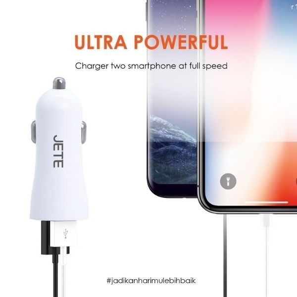 Car Charger | Charger Mobil Fast Charging Dual Output JETE J2 - Garansi 2 Tahun