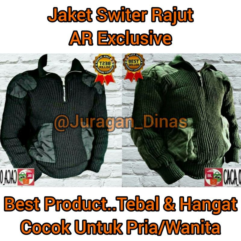 JAKET SWITER TNI POLRI RAJUT HITAM HIJAU BRIMOB POLISI ABRI TENTARA ARMY MERK AR EXCLUSIVE