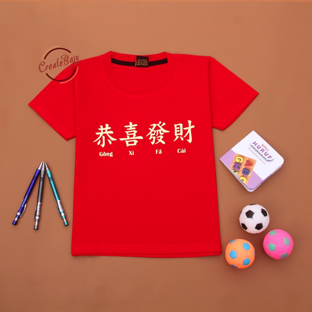 KAOS ANAK LAKI IMLEK GONG XI FA CAI 1-7 TAHUN BAJU ATASAN ANAK LAKI FASHION TERMURAH BAHAN KATUN