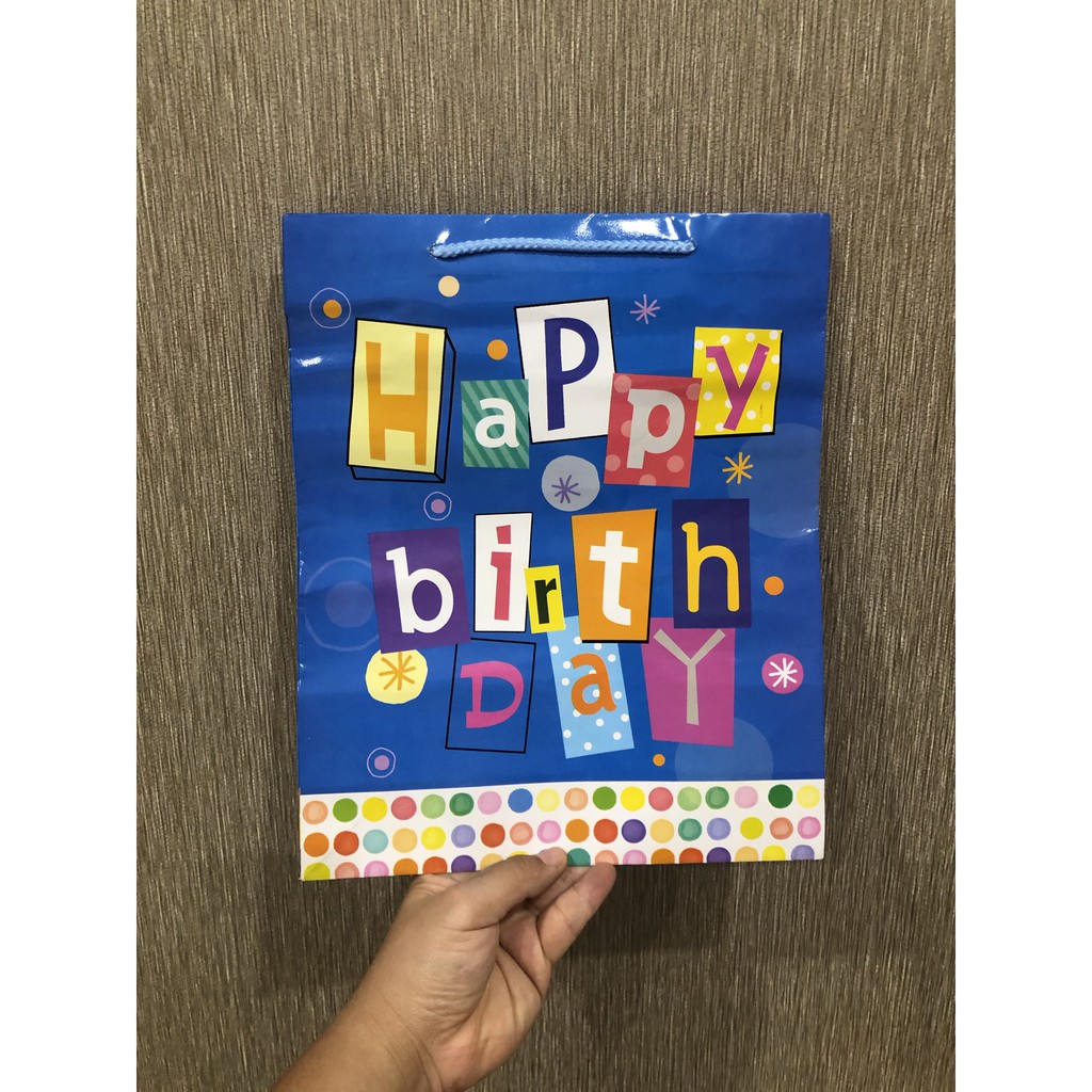 

P.26xL.9xT.32CM, HAPPY BDAY PAPER BAG GOODIE BAG, BAHAN PREMIUM TEBAL