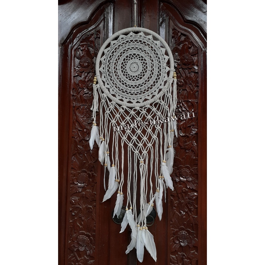 Dream catcher sulam rajut diameter 32cm dekorasi hiasan gantung