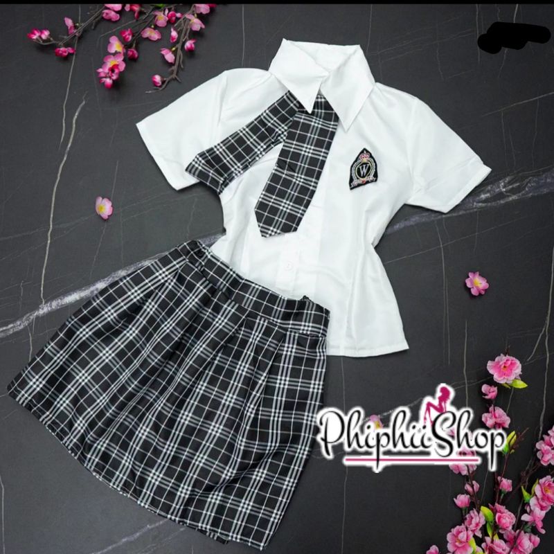 Kostum Cosplay Sexy Seragam Sekolah Korea Jepang Set Rok Baju Dasi Seifuku