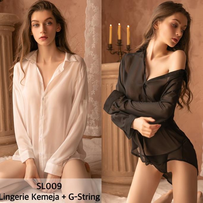 [Ready] Sexy Lingerie Kemeja Transparan Baju Tidur Sexy Wanita Kemeja Putih 09 [Pd]