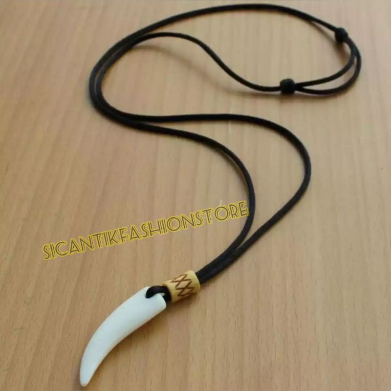 PROMO kalung tali bandul Taring melamin fashion pria terlaris liontin taring kalung tali bandul pria