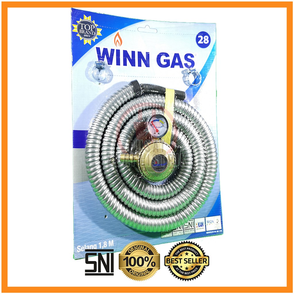 SELANG GAS + REGULATOR METER PAKET WINN GAS WIN GAS W28 W 28 1.8 METER / 1.8 M SNI