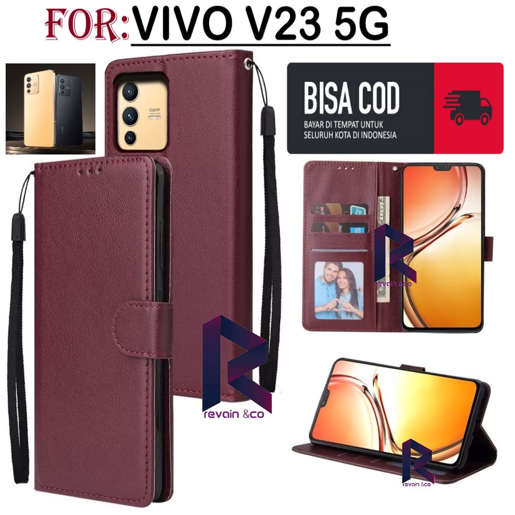 NEW VIVO V23 5G CASE FLIP WALLET LEATHER KULIT PREMIUM SARUNG BUKA TUTUP FLIP CASE VIVO V23 5G