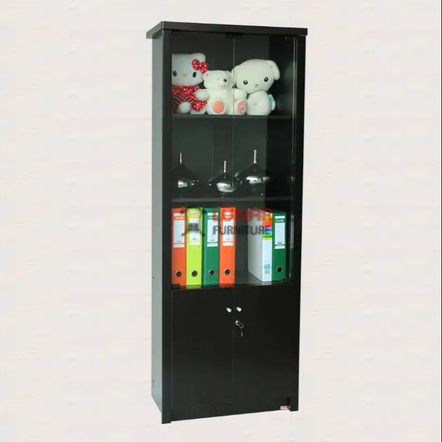 Lemari buku kaca 2 pintu