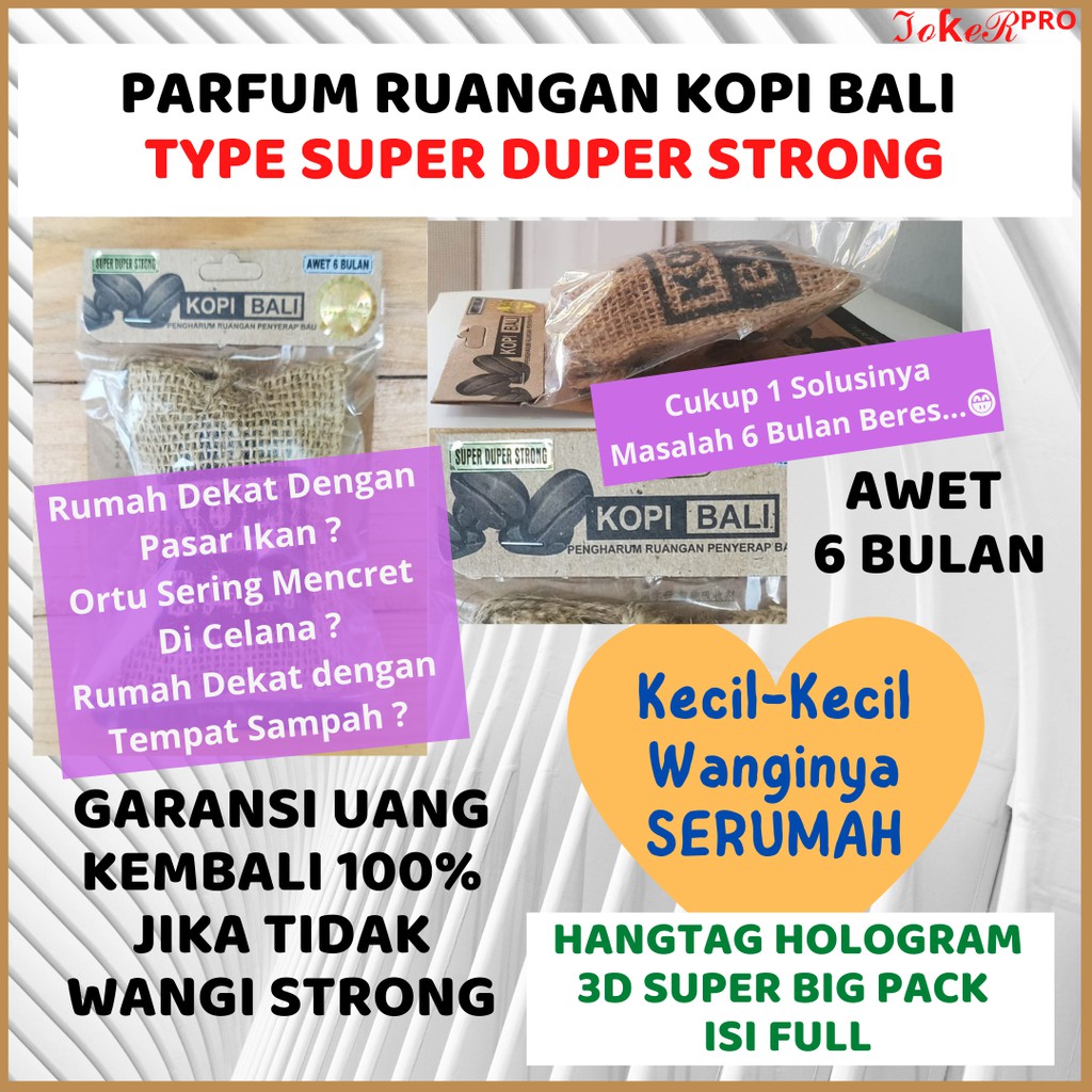 PARFUM KOPI BALI KARUNG UK. 7X10CM SUPER DUPER STRONG AWET 6 BULAN