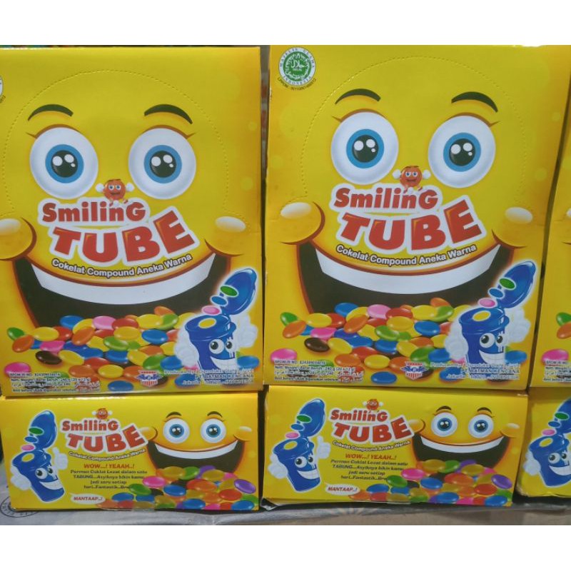 

permen coklat aneka warna smiling tube pak isi 20