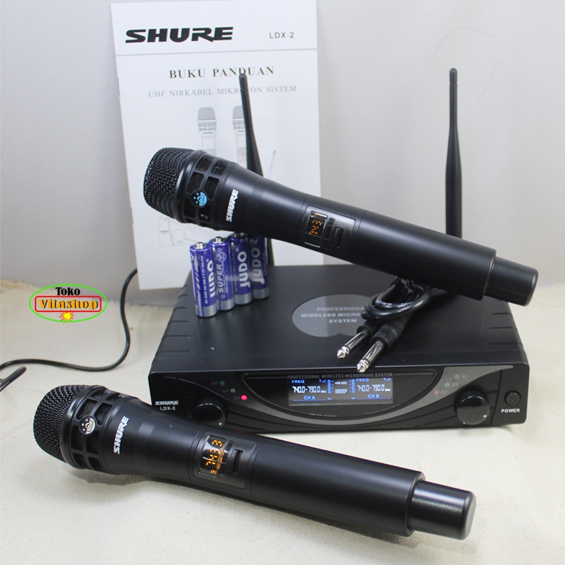 MICROPHONE WiIRELESS SHURE LDX-2 PP MIC WERLES 2 HANDLE MIK ARAOKE