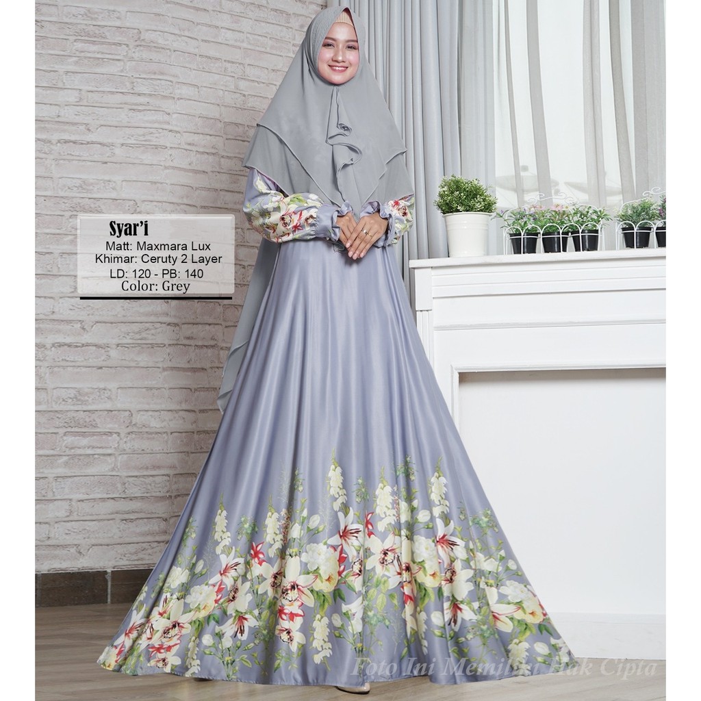 SYARI MURAH.SHR KIN.GAMIS SYARI MURAH.BAHAN MAXMARA LUX PREMIUM. LD 120. PJ 140. MAYUNG 4 METER