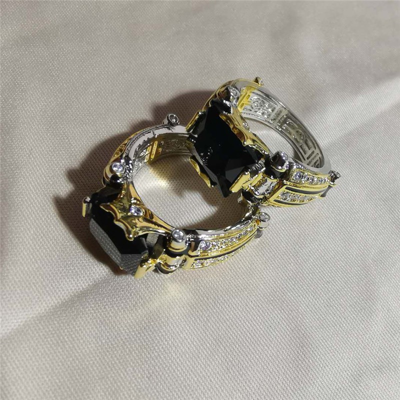 Cincin pemisah warna pria kreatif + sampanye dan permata hitam