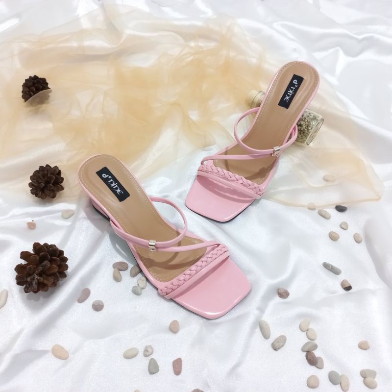 Sandal Wanita Sandal heels slop kepang selempang Ai 01