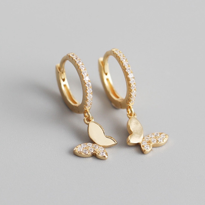Anting Hoop Desain Butterfly Bahan 925 Sterling Silver Untuk Wanita