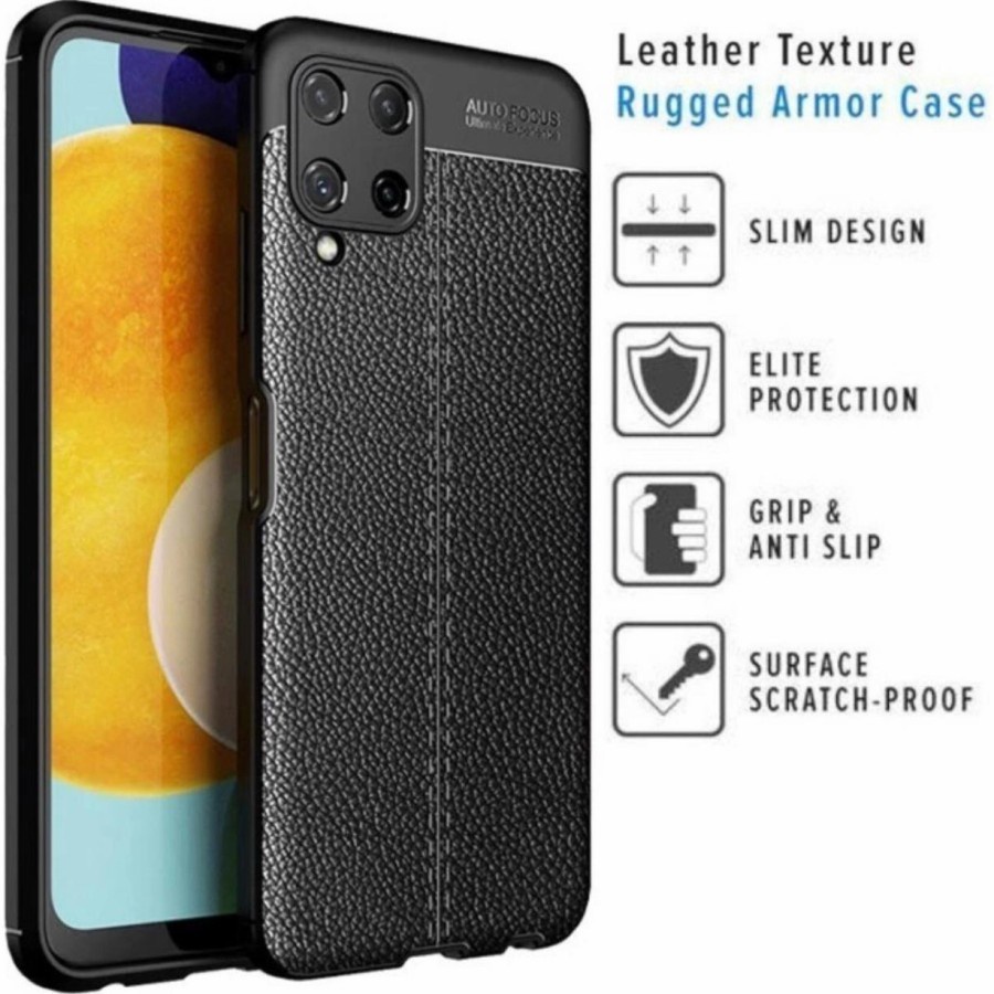 SAMSUNG A22 4G A22 5G CASE AUTO FOKUS SOFTCASE LEATHER SEMI KULIT JERUK AUTOFOKUS SILIKON HITAM