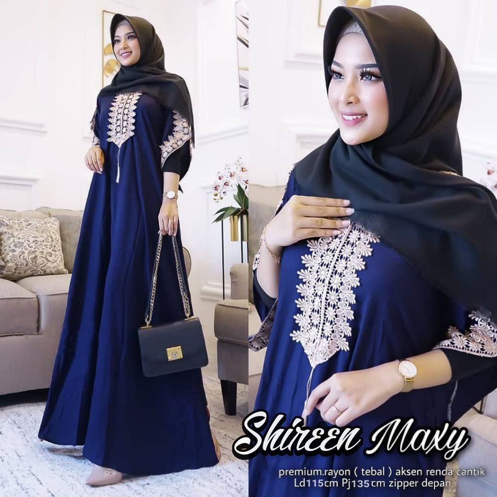 Shiren Dress Wanita Arabian Renda Rayon Premium Daster Arab Lengan Pendek Baju Wanita Kekinian LD 110 cm