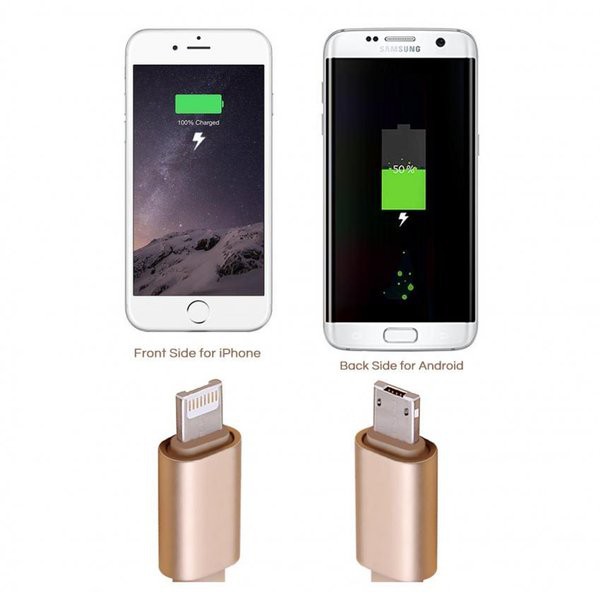 Kabel Data USB 2 in 1 Zinc For Iphone Dan android - Pink