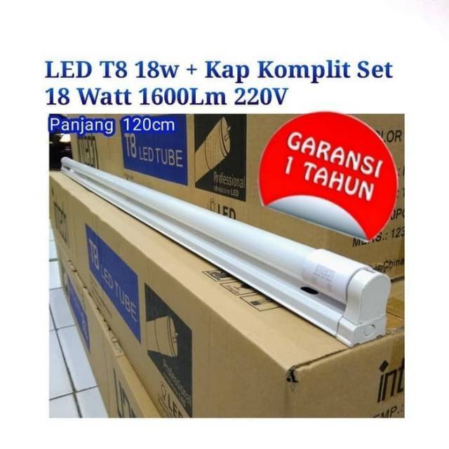 Jual Lampu Led Tl T8 18w 120cm Merek Intech Lampu Kap Komplit