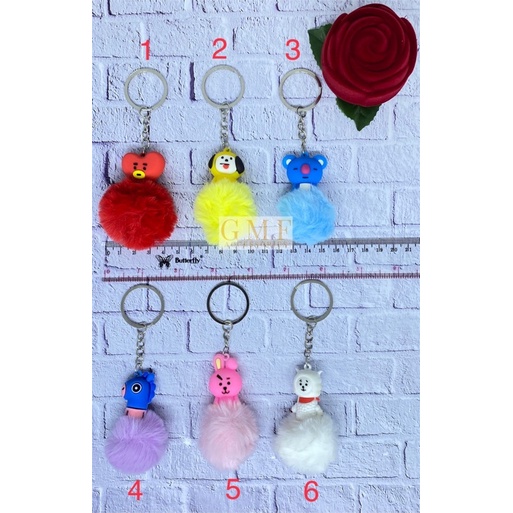 Gantungan Kunci Karet PVC Boneka BT21 BTS Ganci Lucu Keychain Chimmy Shooky Cooky Tata Koya Rj Mang Van