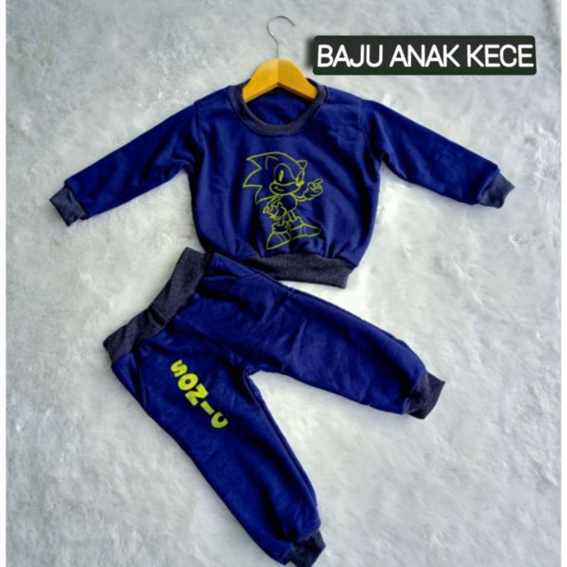 Setelan Anak Fleece 1 Sampai 5 Tahun Setelan Jogger Unisex Set Sweater Masa Kini