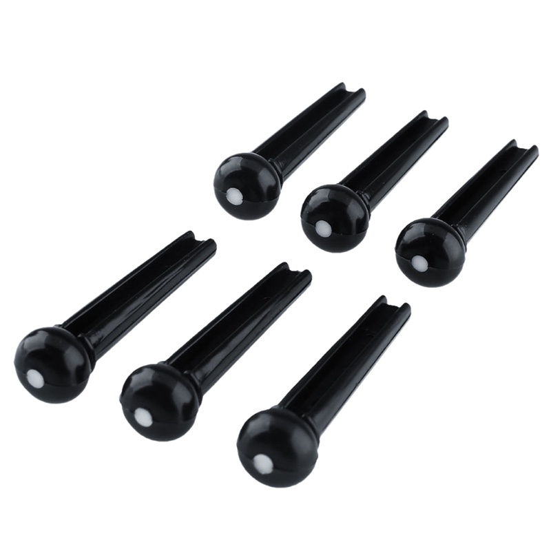 6pcs / set Bridge Pins Ebony Warna Hitam Dengan Shell Dots Untuk Akustik