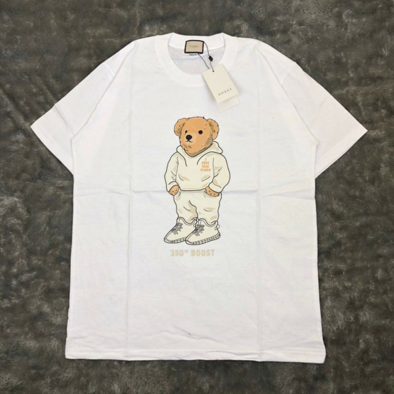 TSHIRT KAOS BAJU GUCCI BEAR I FEEL LIKE PABLO WHITE LIKE ORI