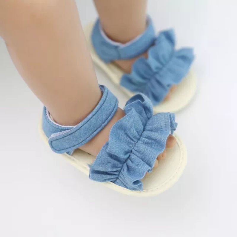 Sendal Sepatu Prewalker Bayi Perempuan Model Pita Anti Slip M050