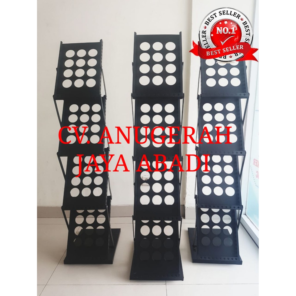 Rak Brosur Lipat Besi 4 Susun Hitam Rak Brosur 4 Tingkat Rak Pameran 4 Susun