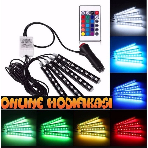 Lampu LED Kolong Mobil RGB Lampu Dashboard 16 Warna + Remote