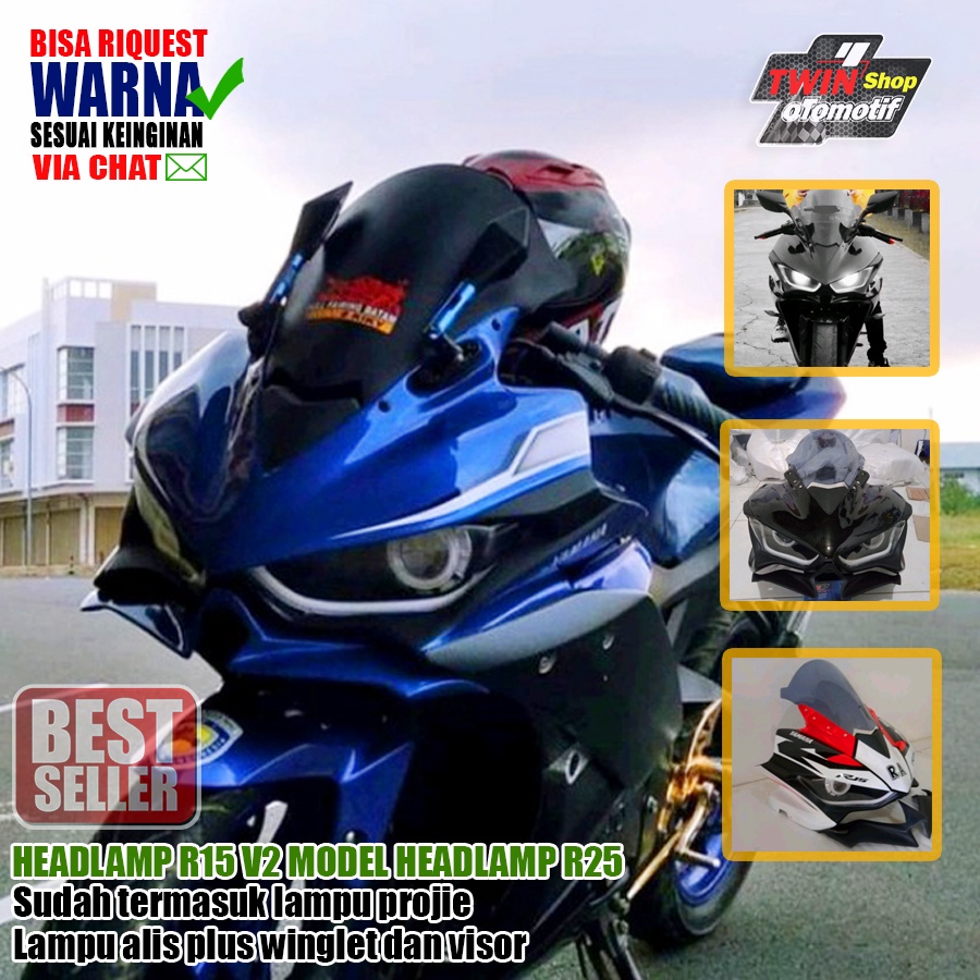 HEADLAMP R15 V2 MODEL HEADLAMP R25, HEADLAMP R25 TOPENG R15 V2, TERMASUK LAMPU PROJIE, LAMPU ALIS, W