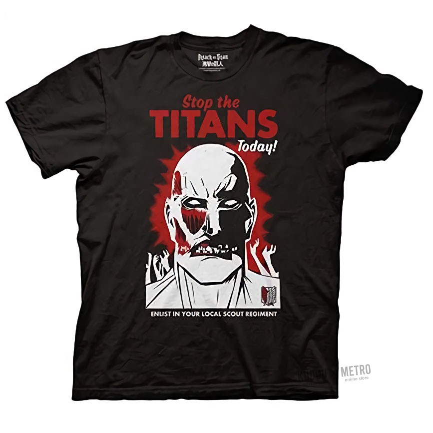 Tshirt SNK Stop The Titan Today Anime Manga Attack On Titan Black