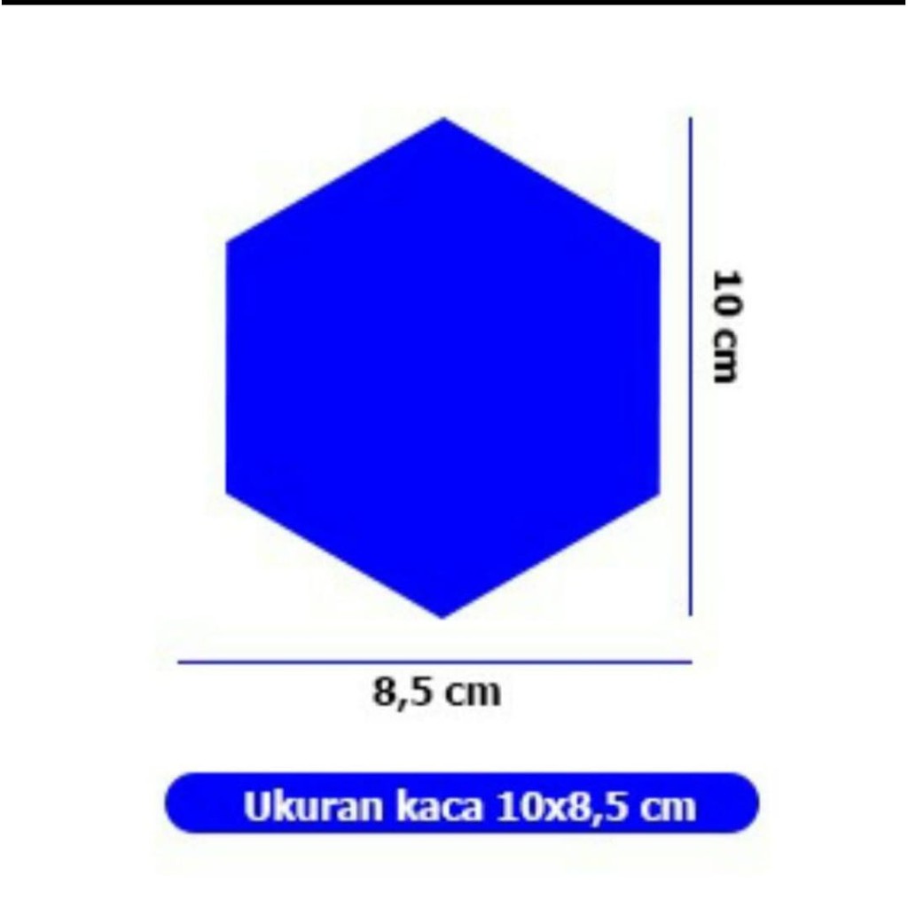 Cermin Kaca Hexagonal, cermin dinding, Cermin Aesthetic(ASLI KACA)-10x8'5 cm