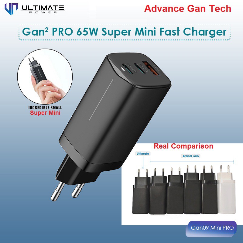 Ultimate Power Gan 65W Super Mini Fast Charger Gan09 Mini PRO Original