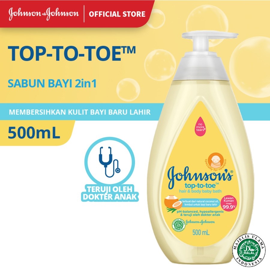 Sabun Mandi Bayi 2in1 Johnson's Baby Top-to-Toe Hair &amp; Body Baby Bath 500ml