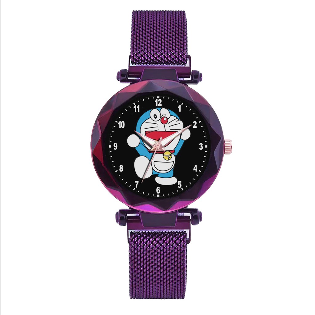 Jam Tangan Wanita Custom - DORAEMON MOTIF 3 Free Box &amp; Batre Cadangan