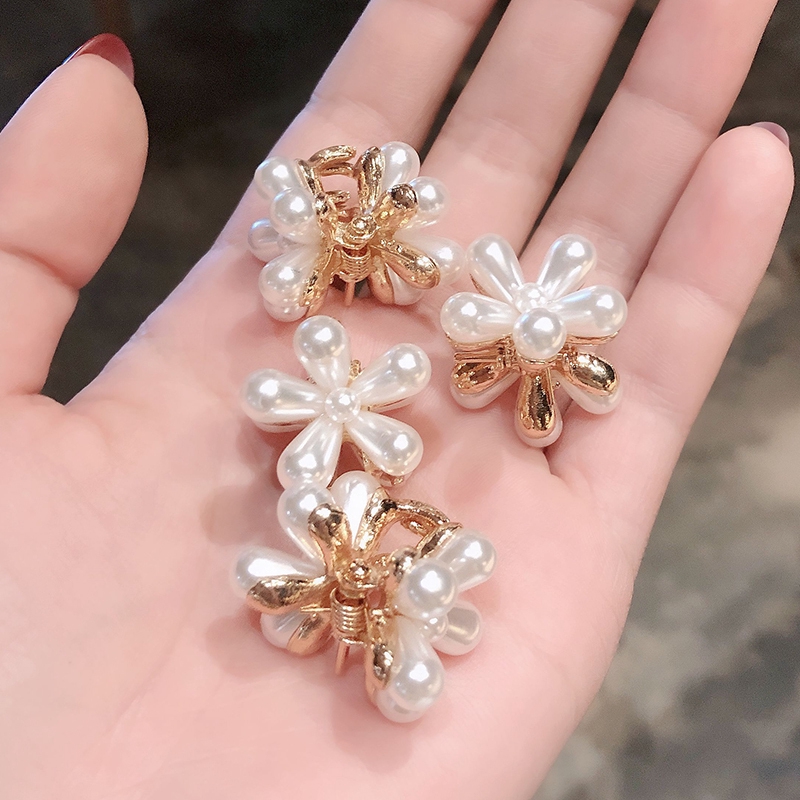 Fashion Mini Pearl Hair Claws /Luxury Full Pearl Hair Claw Clamps Flower Hairpins Crab /Girl Mini Small Barrettes /Popular Hair Claw Head wear