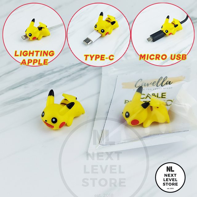 Pikachu Set Pokemon 3D Series Cable Bite Pelindung Kabel Protection