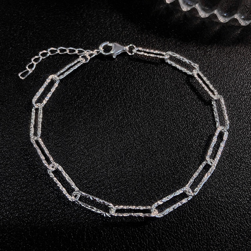 2pcs / Set Gelang Rantai Silver Multilayer Gaya Korea Untuk Wanita