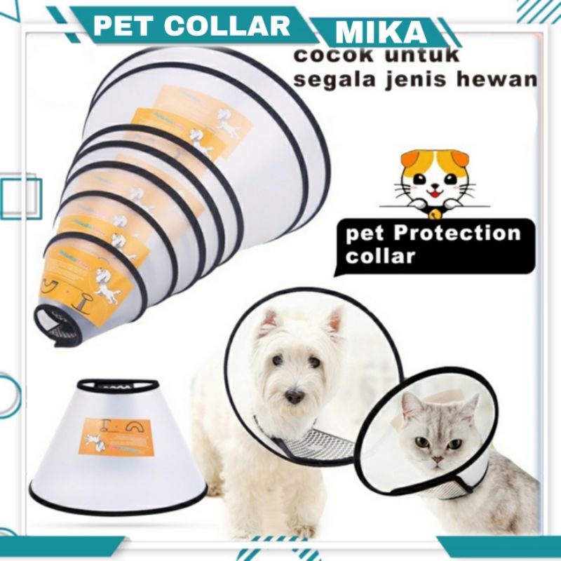 PET COLLAR MIKA ELASTIS PENUTUP KEPALA / Perlindungan Leher Kucing Anjing